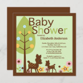 ベビーのシカの男女兼用なベビーシャワーの招待状 招待状 (正面/裏面)