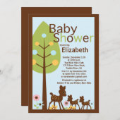 ベビーのシカは多数のベビーシャワーの招待状を結び付けます 招待状 (正面/裏面)