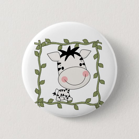 ベビーのシマウマのTシャツおよびギフト 缶バッジ (正面)