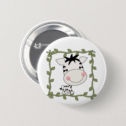 ベビーのシマウマのTシャツおよびギフト 缶バッジ (正面&裏面)