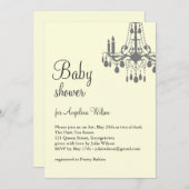 ベビーのシャンデリア（灰色と黄色） 招待状 (正面/裏面)