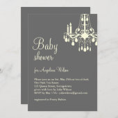 ベビーのシャンデリア(灰色と黄色) 招待状 (正面/裏面)