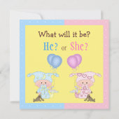 ベビーのジェンダーリビールかわいいベビー&バニーズ 招待状 (裏面)