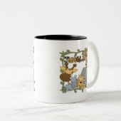 ベビーのジャングル動物のTシャツおよびギフト ツートーンマグカップ (正面右)