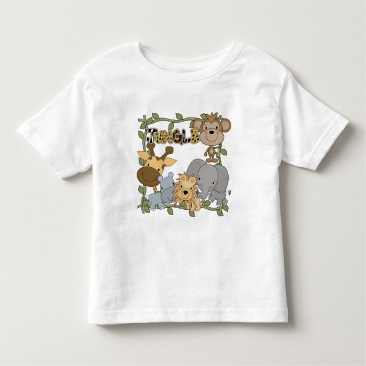 ベビーのジャングル動物のTシャツおよびギフト トドラーTシャツ (正面)