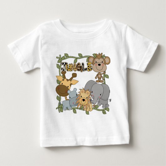 ベビーのジャングル動物のTシャツおよびギフト ベビーTシャツ (正面)