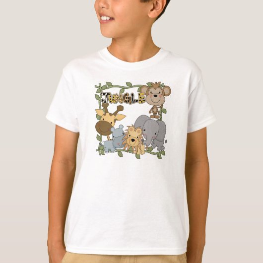 ベビーのジャングル動物のTシャツおよびギフト Tシャツ (正面)