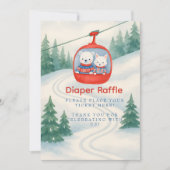 ベビーのスキー 木の森のオムツくじテーブルサイン 招待状 (正面)