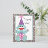 ベビーのソックス猿の誕生日はメッセージカード感謝していしています サンキューカード (スタンド正面)