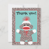 ベビーのソックス猿はメッセージカードの発表感謝していしています サンキューカード (正面)