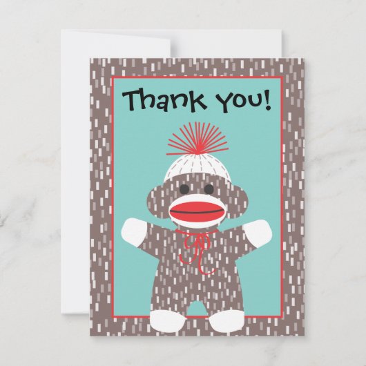 ベビーのソックス猿はメッセージカードの発表感謝していしています サンキューカード (正面)