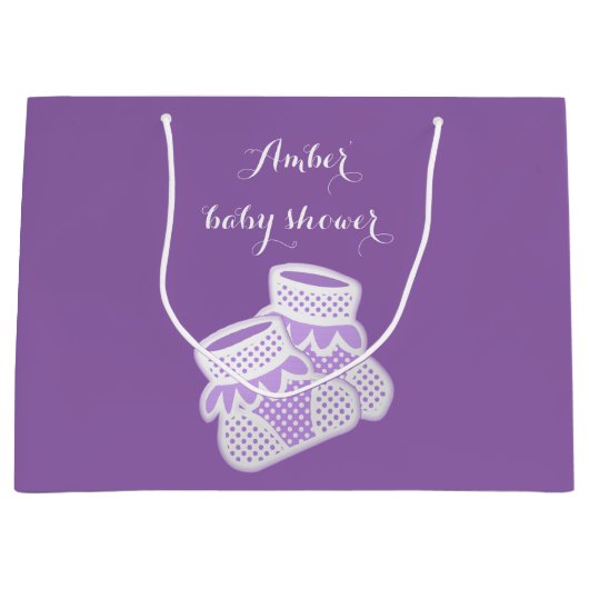 ベビーのソックス-紫色 ラージペーパーバッグ (正面)