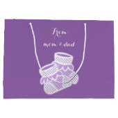 ベビーのソックス-紫色 ラージペーパーバッグ (裏面)