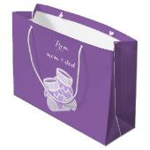 ベビーのソックス-紫色 ラージペーパーバッグ (裏面アングル)