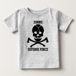 ベビーのゾンビの防衛力: スカル及び斧 ベビーTシャツ