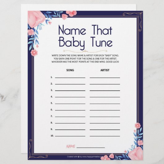 ベビーのチューニングに名前を付ける[フローラフレーム] レターヘッド (正面/裏面)