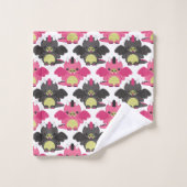 ベビーのドラゴン-及び黒いパターンピンク-名前 バスタオルセット (ウォッシュタオル)