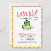 ベビーのハッチリングが道中かわいいピンク 招待状 (正面)