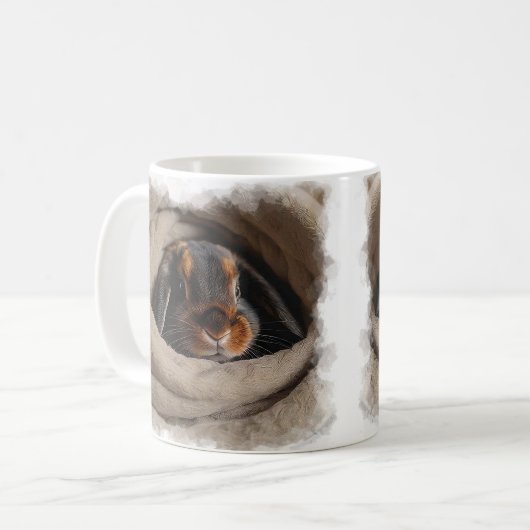 ベビーのバニーがブランキーに隠れる コーヒーマグカップ (正面左)