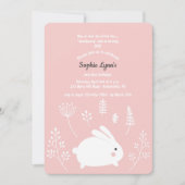 ベビーのバニーのピンクおよび白い招待状 招待状 (正面)
