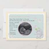 ベビーのバニーのピンクの写真のベビーシャワーの招待状 招待状 (正面)