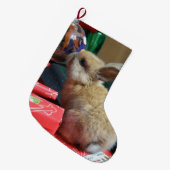 ベビーのバニーウサギのクリスマスのストッキング ラージクリスマスストッキング (正面 (吊り時))