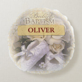 ベビーのバプテスマ中立、カスタム、パーソナライズ、アメリ ラウンドクッション