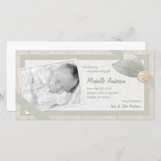 ベビーのパーソナライズされた写真カード 案内状 (正面/裏面)