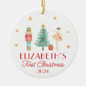 ベビーのパーソナライズされた初めてのクリスマスくるみ割り セラミックオーナメント (正面)