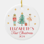 ベビーのパーソナライズされた初めてのクリスマスくるみ割り セラミックオーナメント (裏面)