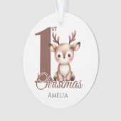 ベビーのパーソナライズされた初めてのクリスマストナカイ オーナメント (正面)