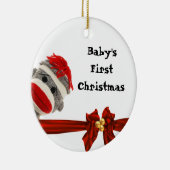 ベビーのパーソナライズな最初ソックス猿のオーナメント セラミックオーナメント (右)