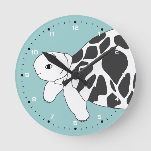 ベビーのビルマの星のカメの柱時計(青い) ラウンド壁時計 (正面)