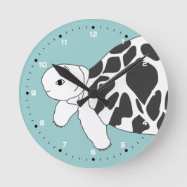 ベビーのビルマの星のカメの柱時計(青い) ラウンド壁時計