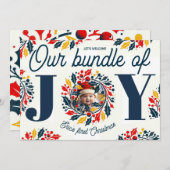 ベビーのファーストクリスマス　トリカラー JOY リース シーズンカード (正面/裏面)