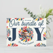 ベビーのファーストクリスマス　トリカラー JOY リース シーズンカード (スタンド正面)