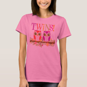 ベビーのフクロウピンク及び紫色の対の女の子のマタニティシャツ Tシャツ