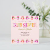 ベビーのフクロウ-対の女の子のシャワーの招待状 招待状 (スタンド正面)