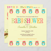 ベビーのフクロウ-性はベビーシャワーの招待状を明らかにします 招待状 (正面/裏面)