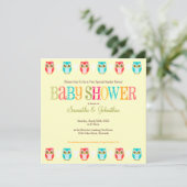 ベビーのフクロウ-性はベビーシャワーの招待状を明らかにします 招待状 (スタンド正面)