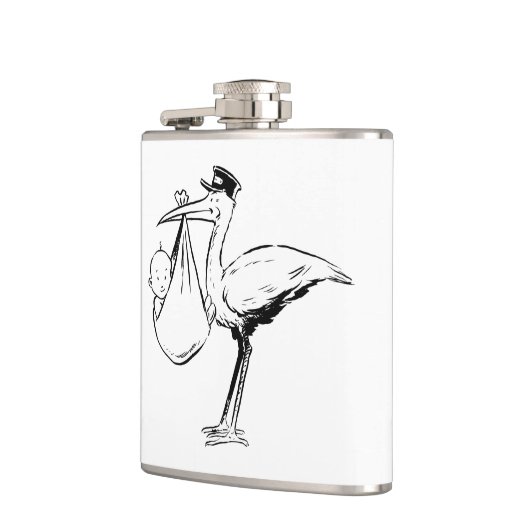 ベビーのフラスコを握っているこうのとり フラスク (左)