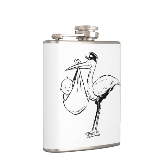 ベビーのフラスコを握っているこうのとり フラスク (右)