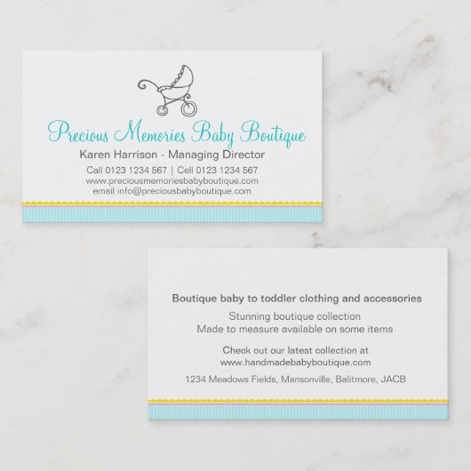 ベビーのブティックのベビーの店の名刺 名刺 (正面/裏面)