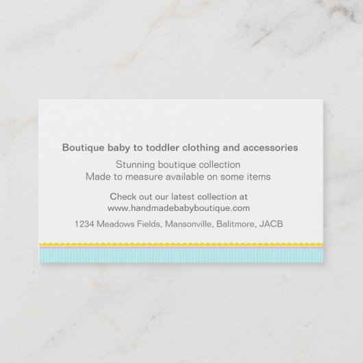 ベビーのブティックのベビーの店の名刺 名刺 (裏面)