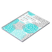 ベビーのブライダルシャワーの来客名簿のターコイズの灰色 ノートブック (左側)