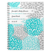 ベビーのブライダルシャワーの来客名簿のターコイズの灰色 ノートブック (正面)
