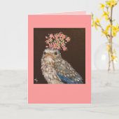 ベビーのブルーバードと野生のオニオンカード カード (黄色い花)