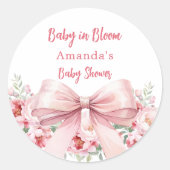 ベビーのブルーンピンクの花模様はバビーブシャワーをボウ ラウンドシール (正面)