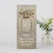 ベビーのブレスメイソンのjar素朴な結婚式プログラム プログラム (スタンド正面)