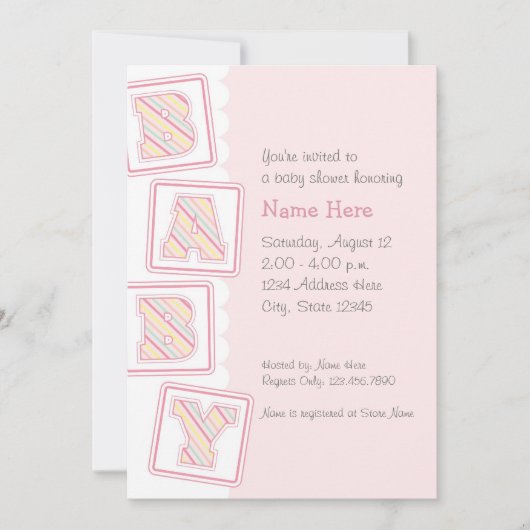 ベビーのブロックのシャワーの招待状の積み重ね 招待状 (正面)